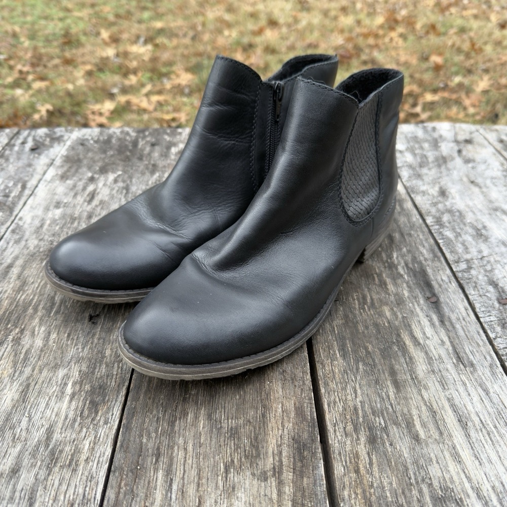 Rieker Women's Black Leather Ankle Boots EU 41/US 10.5 Zip Comfort Booties‎